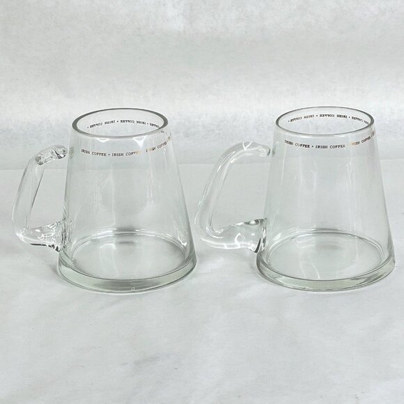 Vintage Irish Coffee Mugs Glass Cups Gold Letters Set of 4 Clear Barware Glass - Picture 6 of 10